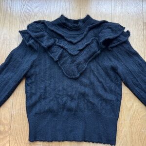 Black Ruffled Women's Anthropologie Sweater